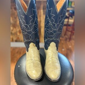 Nocona men’s Vintage cowboy boots Navy /gray all leather 7 1/2 D style J6003